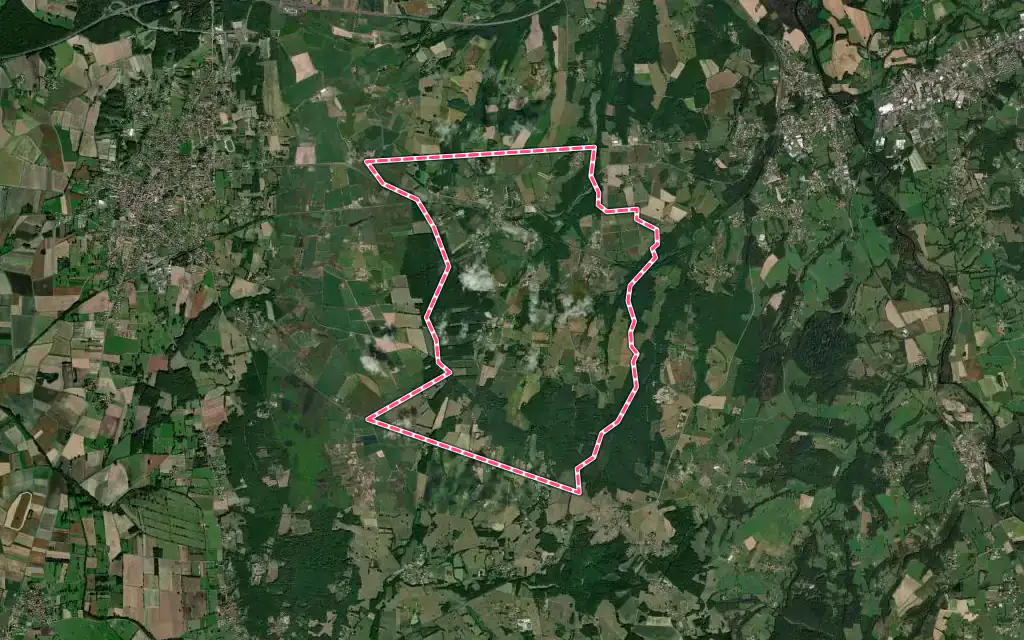 Vue satellite de Saint-Jean-d'Heurs avec ses contours administratifs