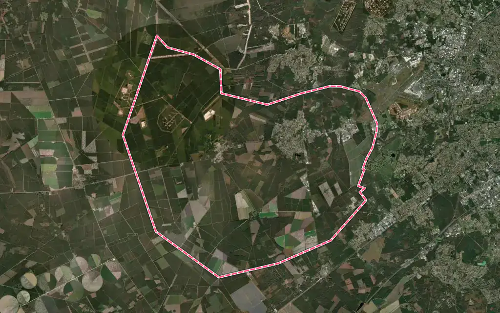 Vue satellite de Saint-Jean-d'Illac avec ses contours administratifs