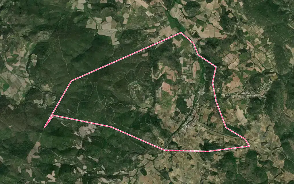 Vue satellite de Saint-Jean-de-Barrou avec ses contours administratifs
