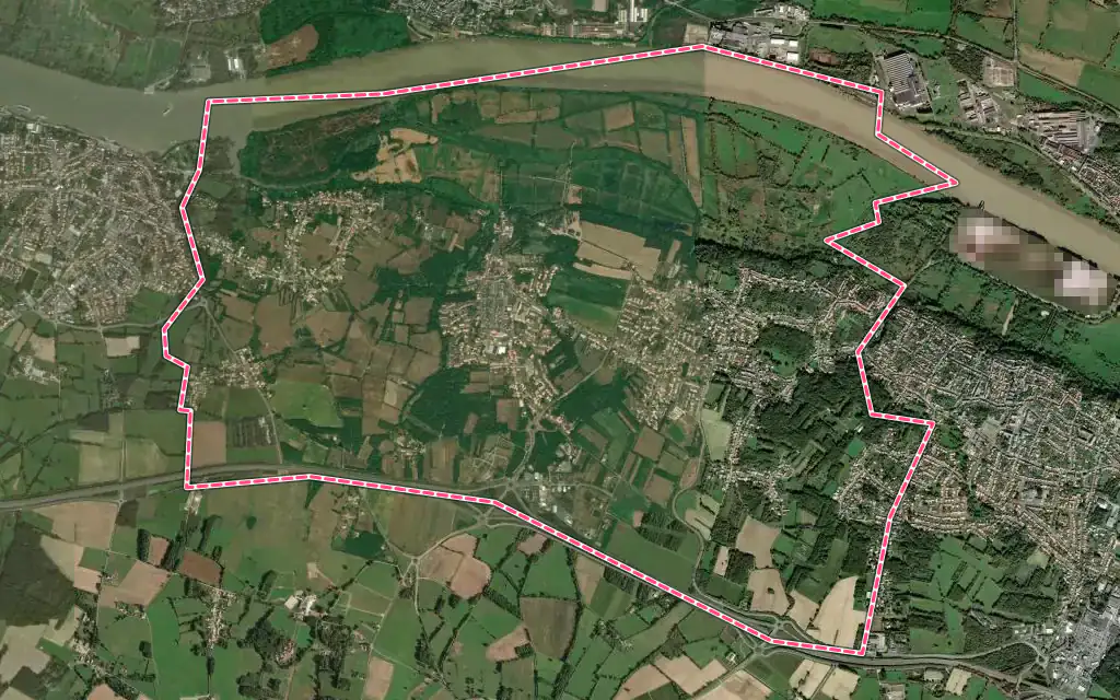 Vue satellite de Saint-Jean-de-Boiseau avec ses contours administratifs