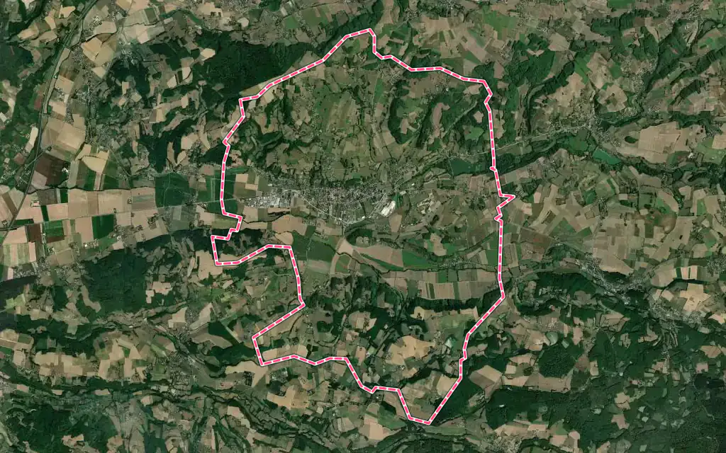 Vue satellite de Saint-Jean-de-Bournay avec ses contours administratifs