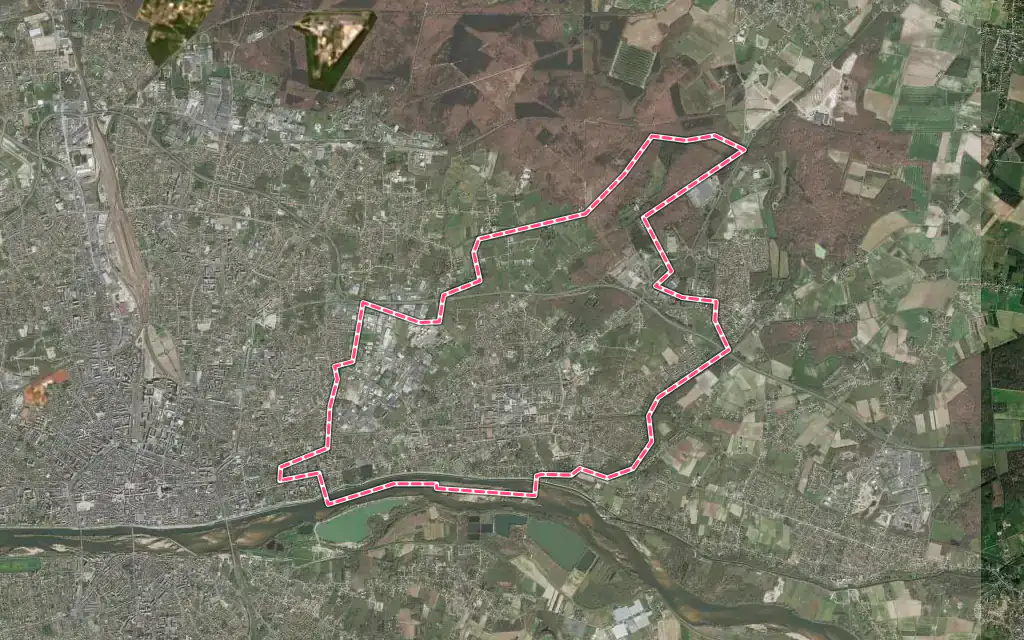 Vue satellite de Saint-Jean-de-Braye avec ses contours administratifs