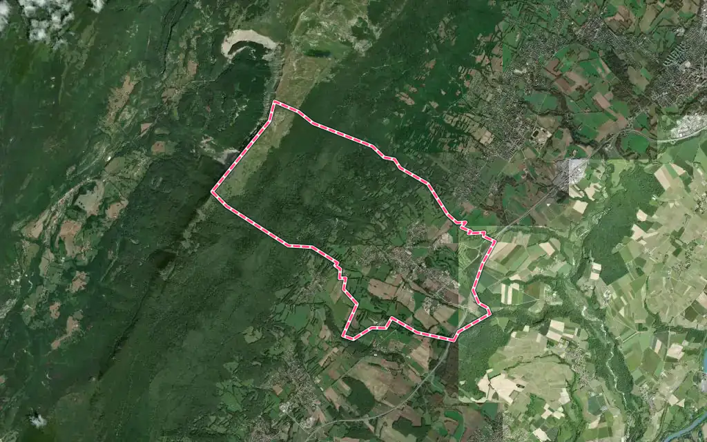 Vue satellite de Saint-Jean-de-Gonville avec ses contours administratifs