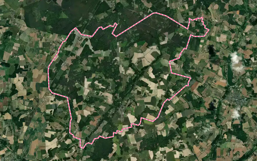 Vue satellite de Saint-Jean-de-la-Motte avec ses contours administratifs