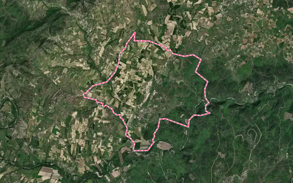 Vue satellite de Saint-Jean-de-Maruéjols-et-Avéjan avec ses contours administratifs