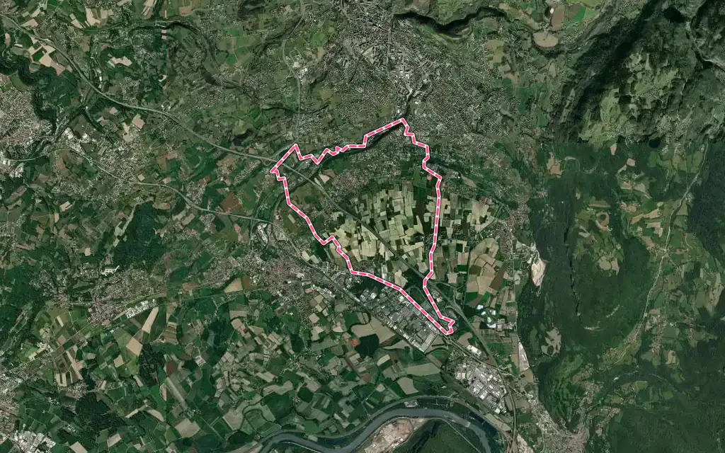 Vue satellite de Saint-Jean-de-Moirans avec ses contours administratifs