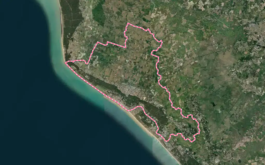 Vue satellite de Saint-Jean-de-Monts avec ses contours administratifs