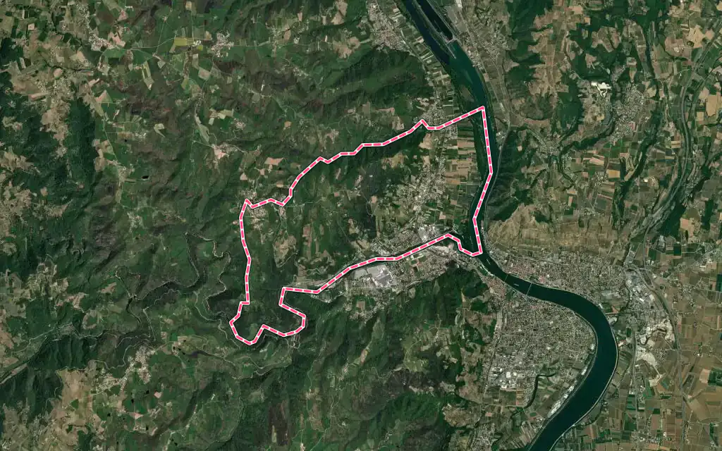 Vue satellite de Saint-Jean-de-Muzols avec ses contours administratifs