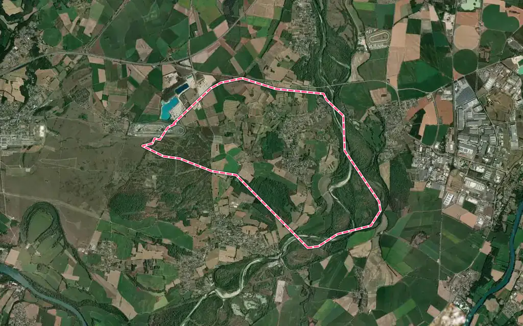 Vue satellite de Saint-Jean-de-Niost avec ses contours administratifs