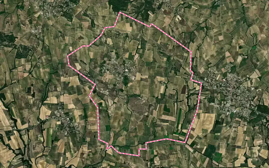 Vue satellite de Saint-Jean-de-Serres avec ses contours administratifs