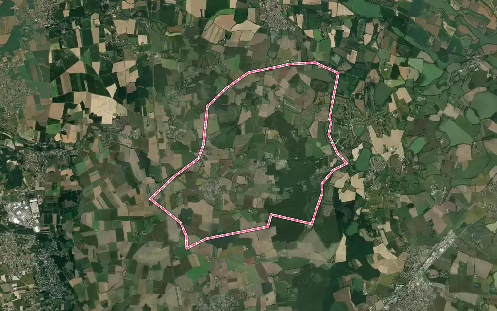 Vue satellite de Saint-Jean-de-Thurigneux avec ses contours administratifs
