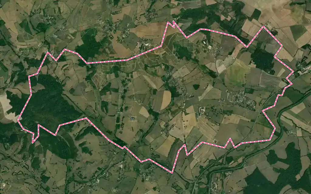 Vue satellite de Saint-Jean-de-Trézy avec ses contours administratifs