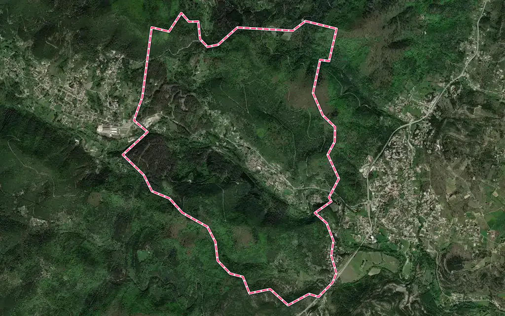 Vue satellite de Saint-Jean-de-Valériscle avec ses contours administratifs
