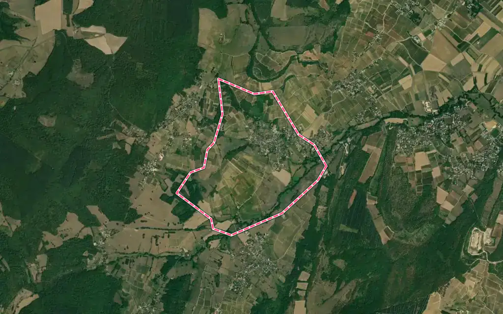 Vue satellite de Saint-Jean-de-Vaux avec ses contours administratifs