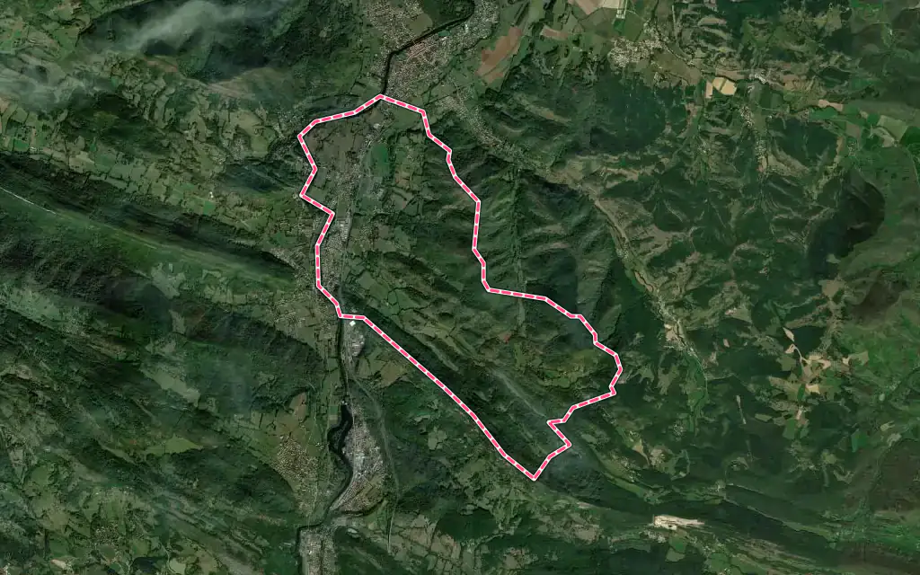 Vue satellite de Saint-Jean-de-Verges avec ses contours administratifs