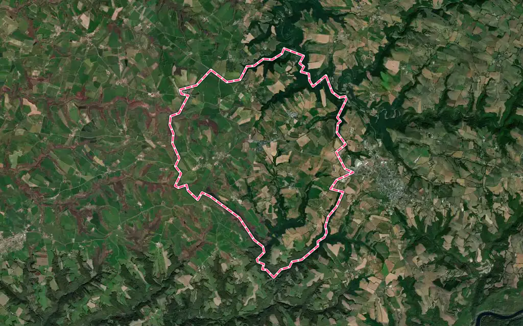 Vue satellite de Saint-Jean-Delnous avec ses contours administratifs