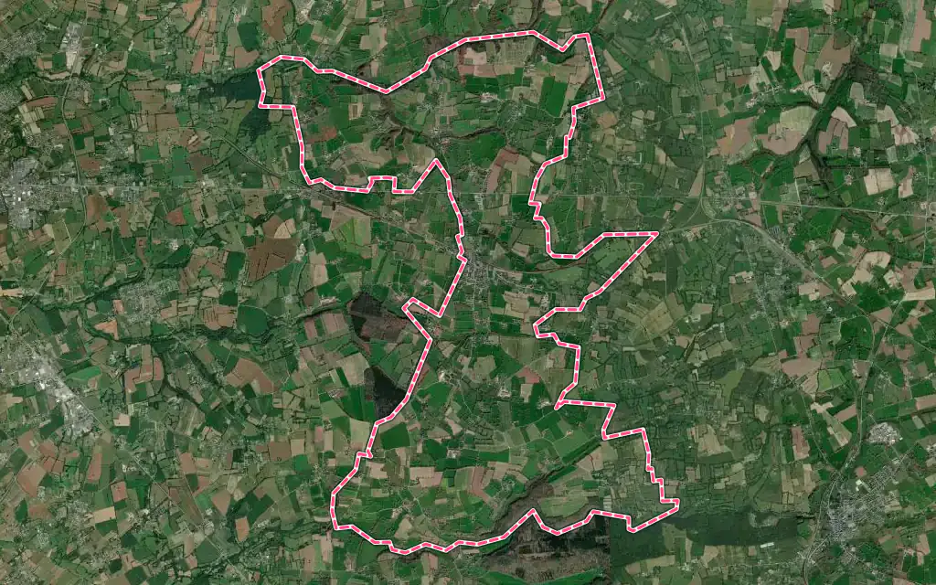 Vue satellite de Saint-Jean-des-Champs avec ses contours administratifs