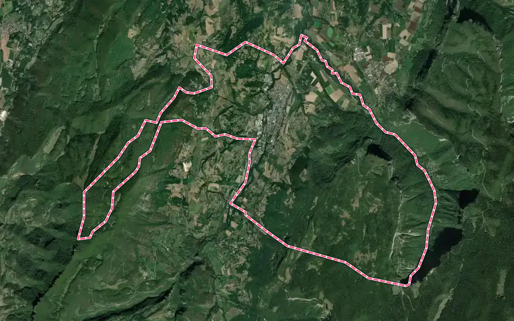 Vue satellite de Saint-Jean-en-Royans avec ses contours administratifs