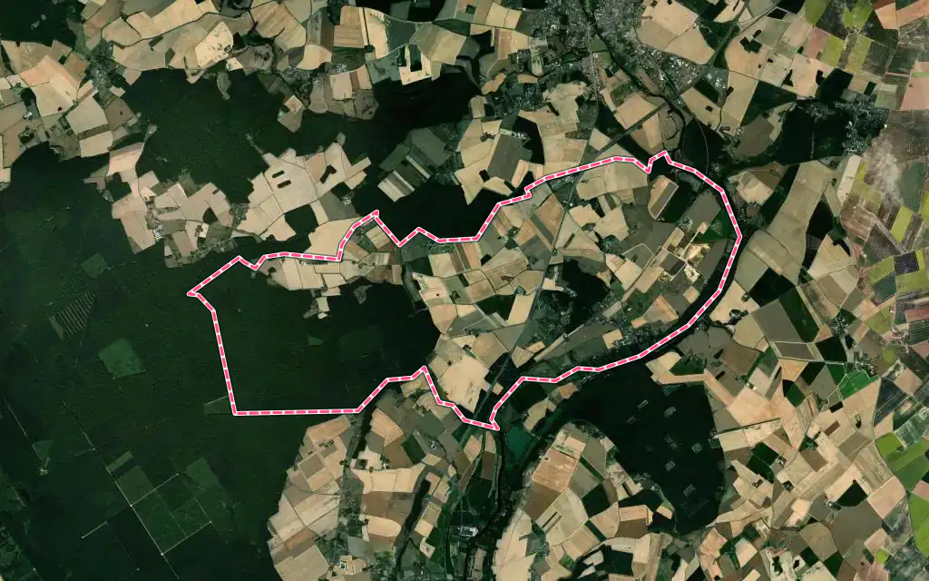 Vue satellite de Saint-Jean-Froidmentel avec ses contours administratifs