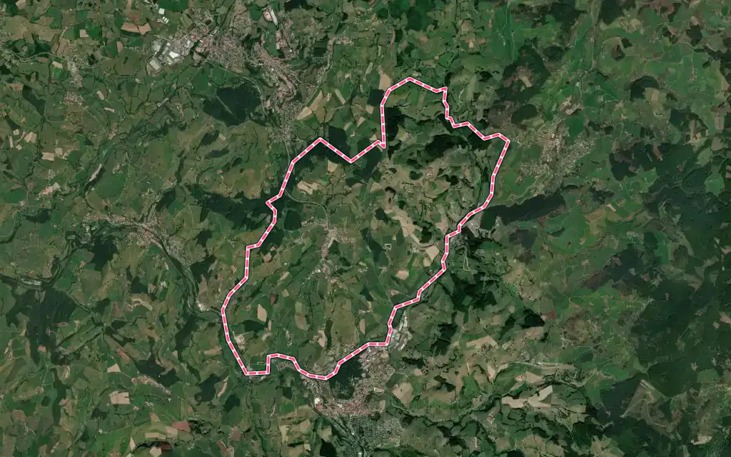Vue satellite de Saint-Jean-la-Bussière avec ses contours administratifs