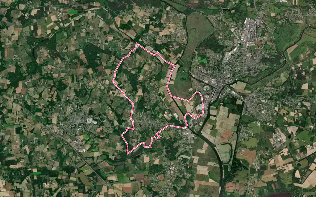 Vue satellite de Saint-Jean-la-Poterie avec ses contours administratifs
