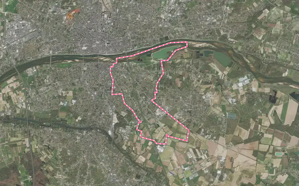 Vue satellite de Saint-Jean-le-Blanc avec ses contours administratifs