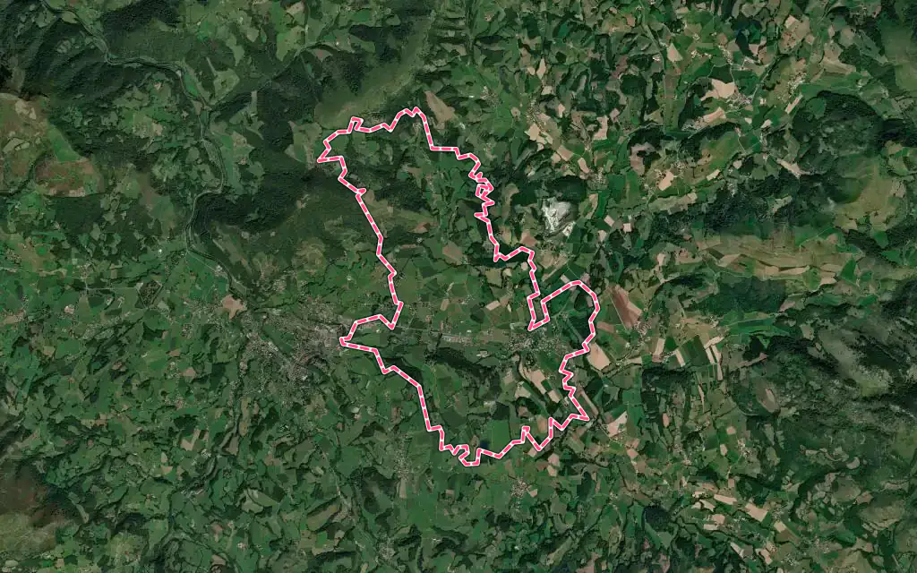 Vue satellite de Saint-Jean-le-Vieux avec ses contours administratifs