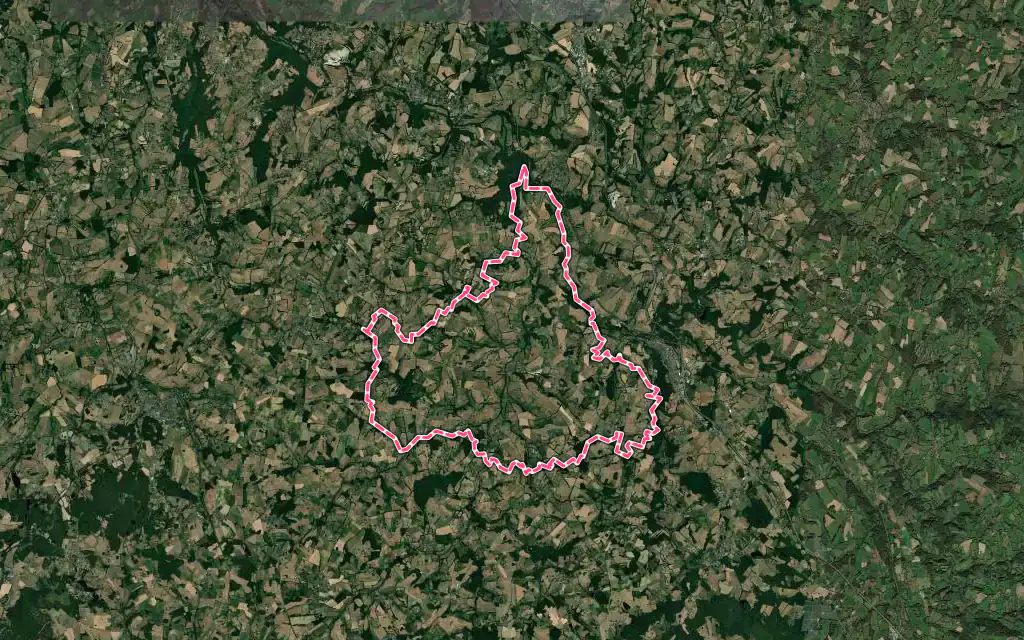 Vue satellite de Saint-Jean-Ligoure avec ses contours administratifs