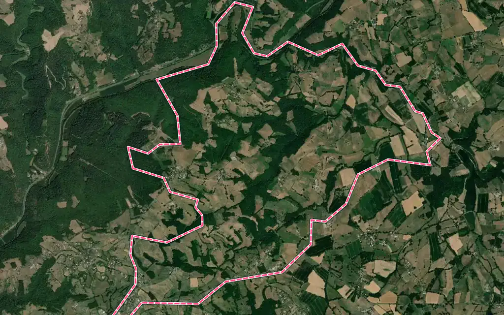 Vue satellite de Saint-Jean-Mirabel avec ses contours administratifs