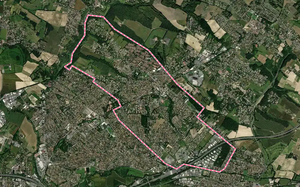 Vue satellite de Saint-Jean avec ses contours administratifs