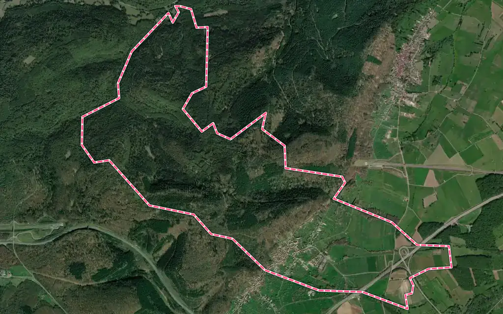 Vue satellite de Saint-Jean-Saverne avec ses contours administratifs