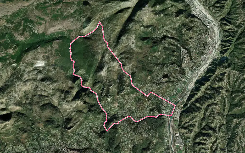 Vue satellite de Saint-Jeannet avec ses contours administratifs