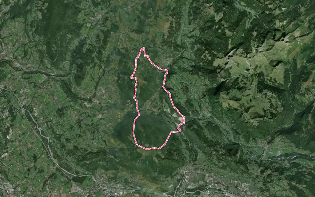 Vue satellite de Saint-Jeoire avec ses contours administratifs