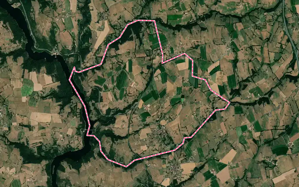 Vue satellite de Saint-Jodard avec ses contours administratifs