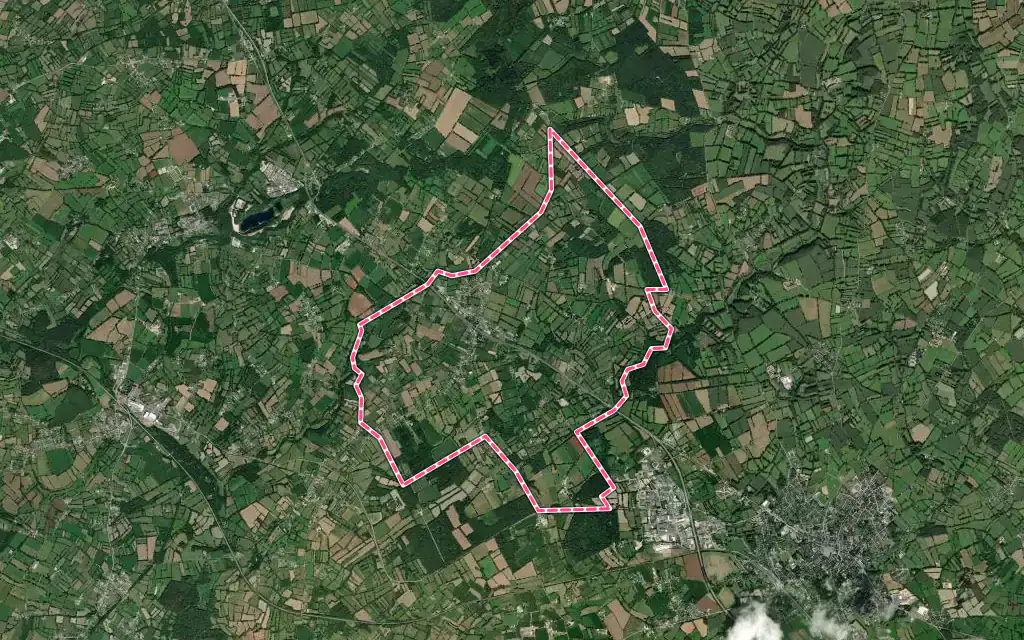 Vue satellite de Saint-Joseph avec ses contours administratifs