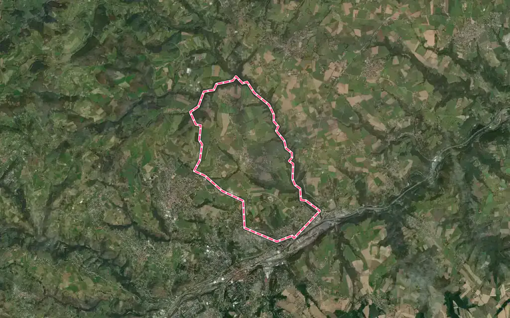 Vue satellite de Saint-Joseph avec ses contours administratifs