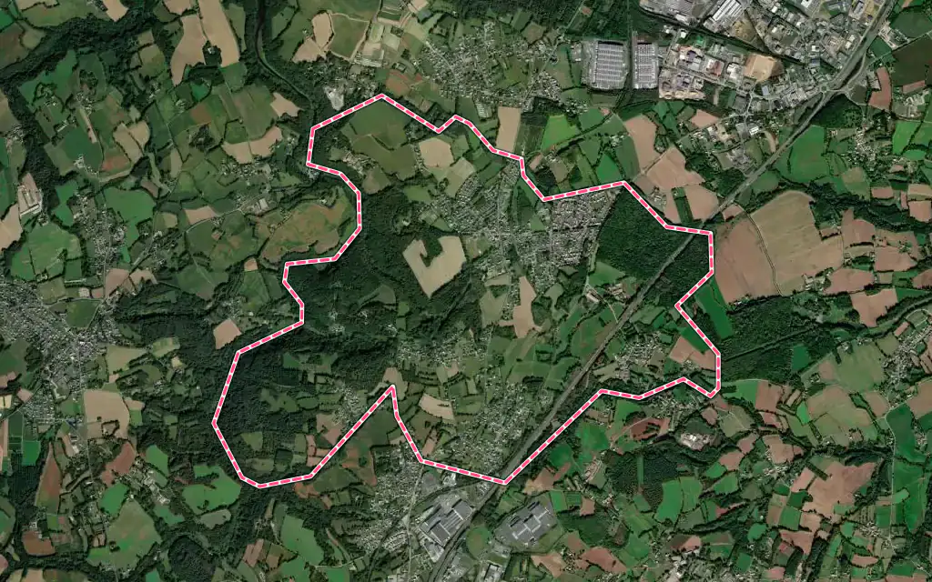 Vue satellite de Saint-Julien avec ses contours administratifs
