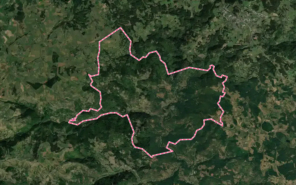 Vue satellite de Saint-Julien-d'Intres avec ses contours administratifs