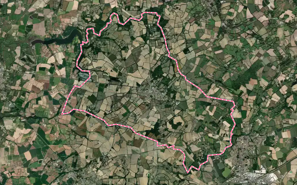Vue satellite de Saint-Julien-des-Landes avec ses contours administratifs