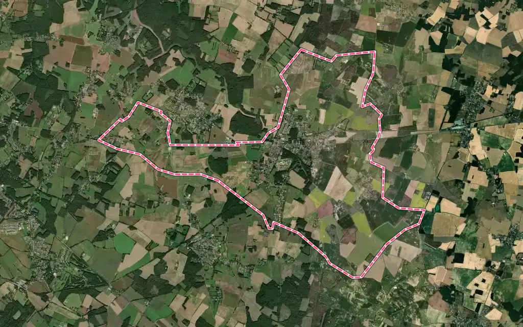 Vue satellite de Saint-Julien-l'Ars avec ses contours administratifs
