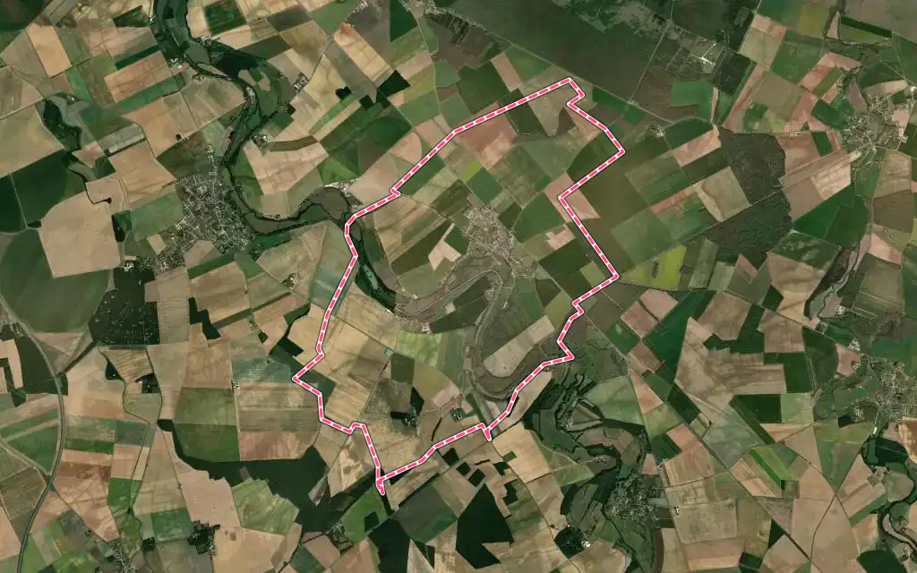 Vue satellite de Saint-Just avec ses contours administratifs