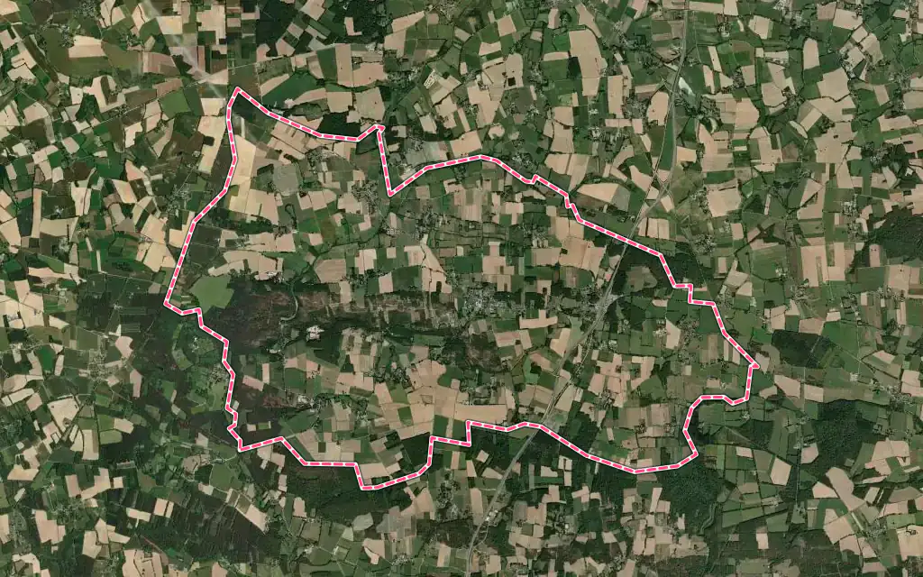 Vue satellite de Saint-Just avec ses contours administratifs