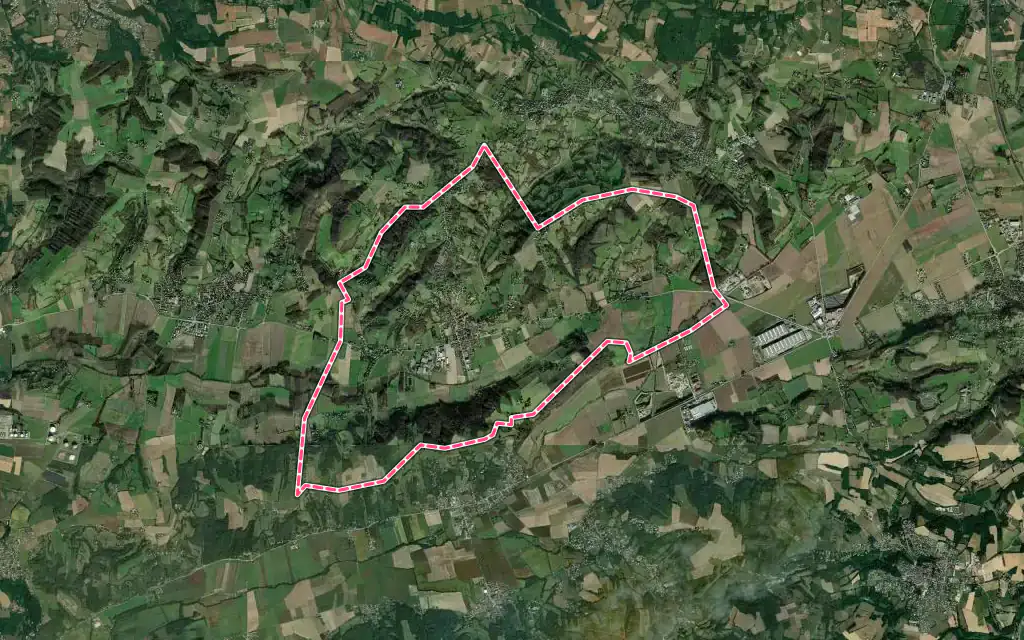 Vue satellite de Saint-Just-Chaleyssin avec ses contours administratifs
