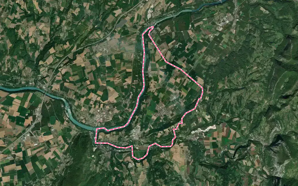 Vue satellite de Saint-Just-de-Claix avec ses contours administratifs