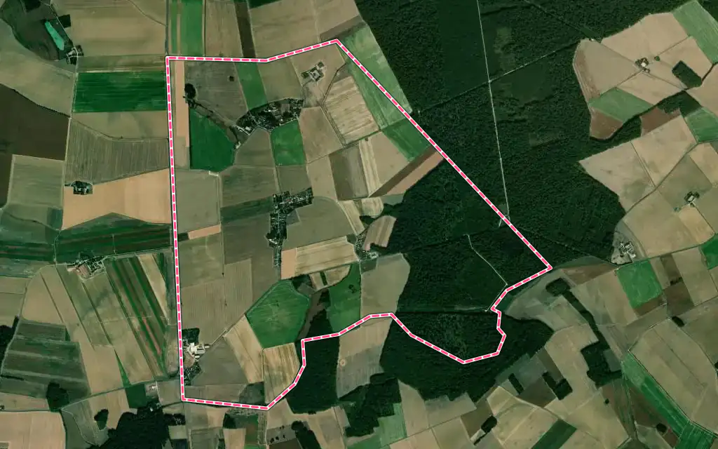Vue satellite de Saint-Just-en-Brie avec ses contours administratifs