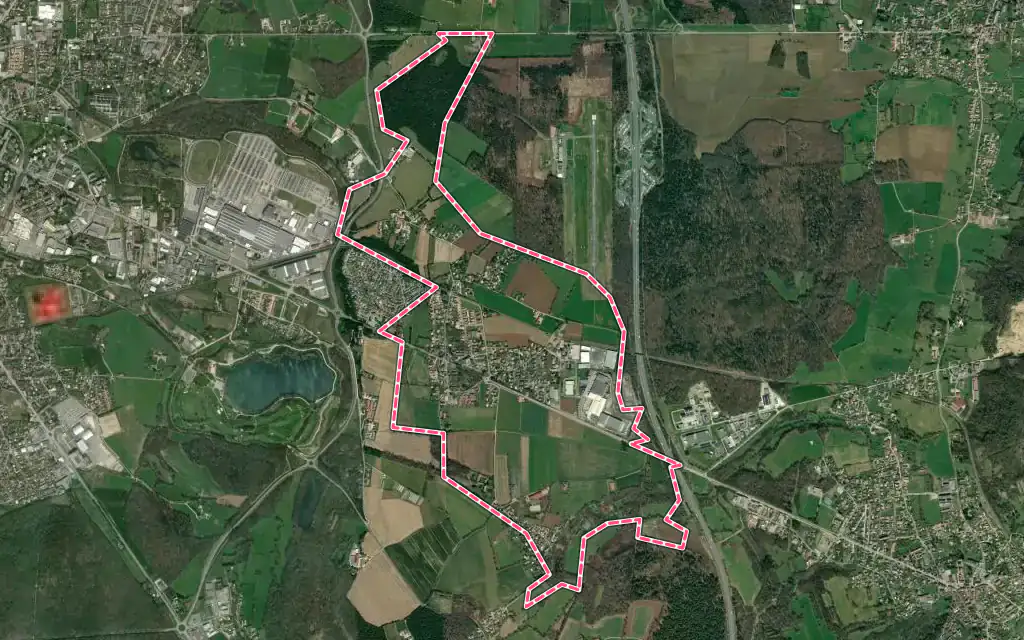 Vue satellite de Saint-Just avec ses contours administratifs