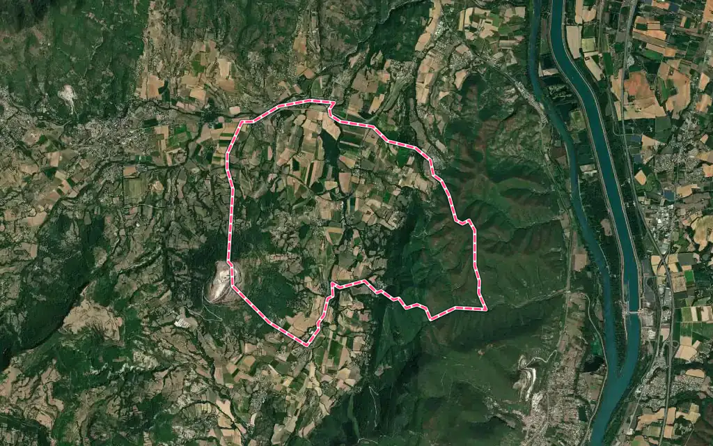Vue satellite de Saint-Lager-Bressac avec ses contours administratifs