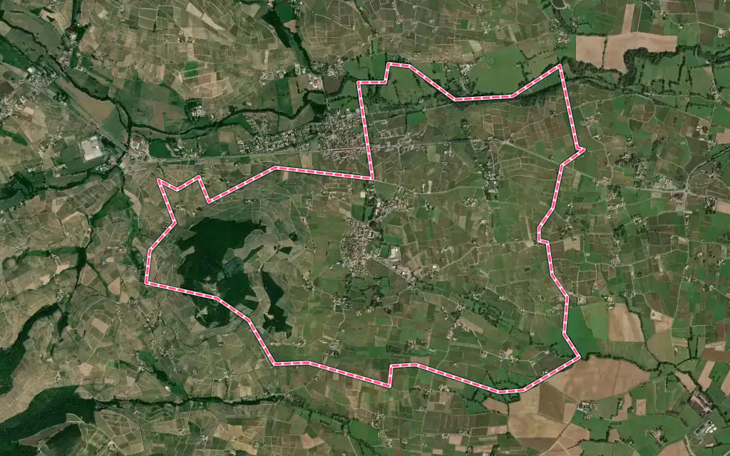 Vue satellite de Saint-Lager avec ses contours administratifs