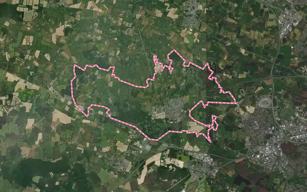 Vue satellite de Saint-Lambert-la-Potherie avec ses contours administratifs