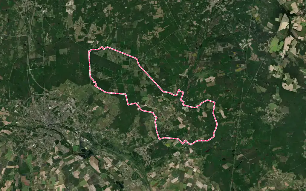 Vue satellite de Saint-Laurent avec ses contours administratifs